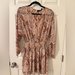 MINKPINK Pink and Tan Ruched Ruffled Tiered Sundress